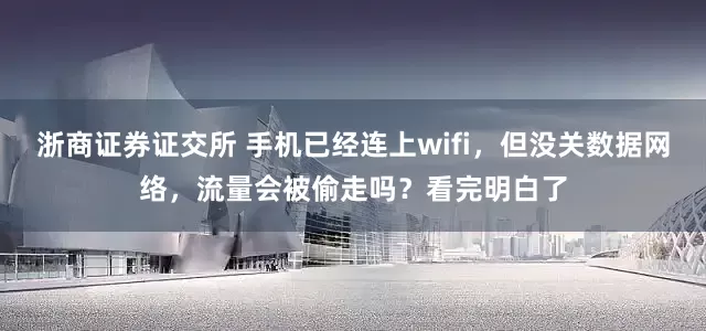 浙商证券证交所 手机已经连上wifi，但没关数据网络，流量会被偷走吗？看完明白了